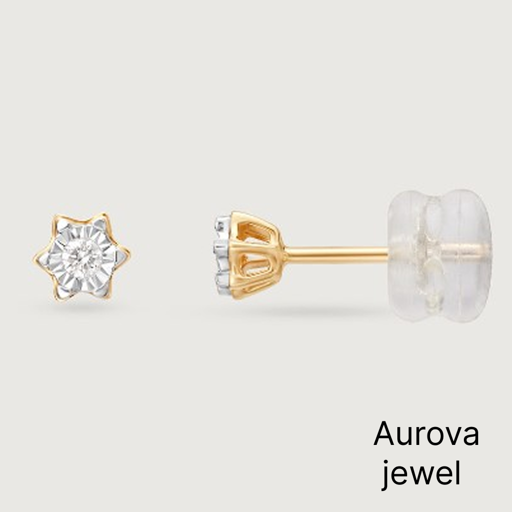 Diamond Star Stud Earrings | Two-Tone Gold Floral Earrings