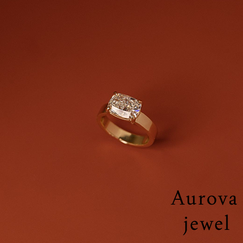 Cushion Cut Solitaire Diamond Ring in 14K Yellow Gold Secondary image