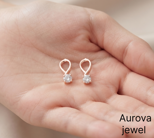 Diamond Loop Stud Earrings | Elegant Gold Teardrop Diamond Earrings