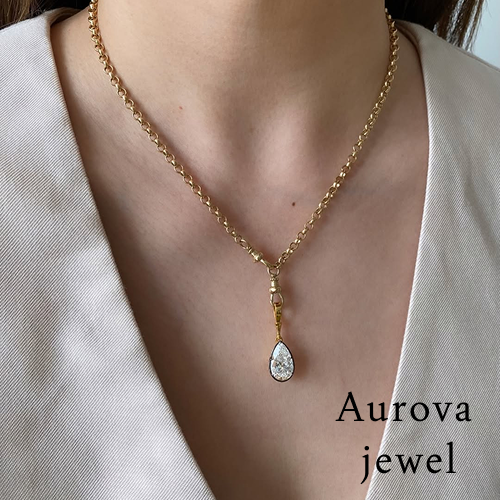 Pear Cut Diamond Drop Pendant Necklace in 14K Yellow Gold | Lab-Grown Diamond Necklace