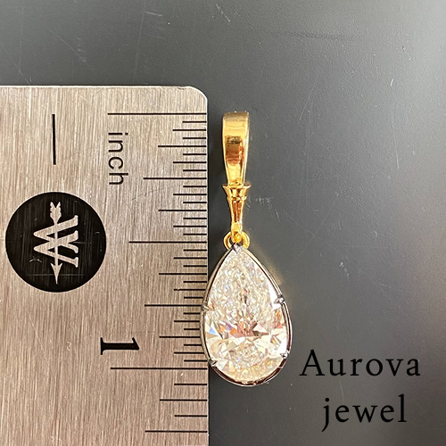 Pear Cut Diamond Drop Pendant Necklace in 14K Yellow Gold | Lab-Grown Diamond Necklace