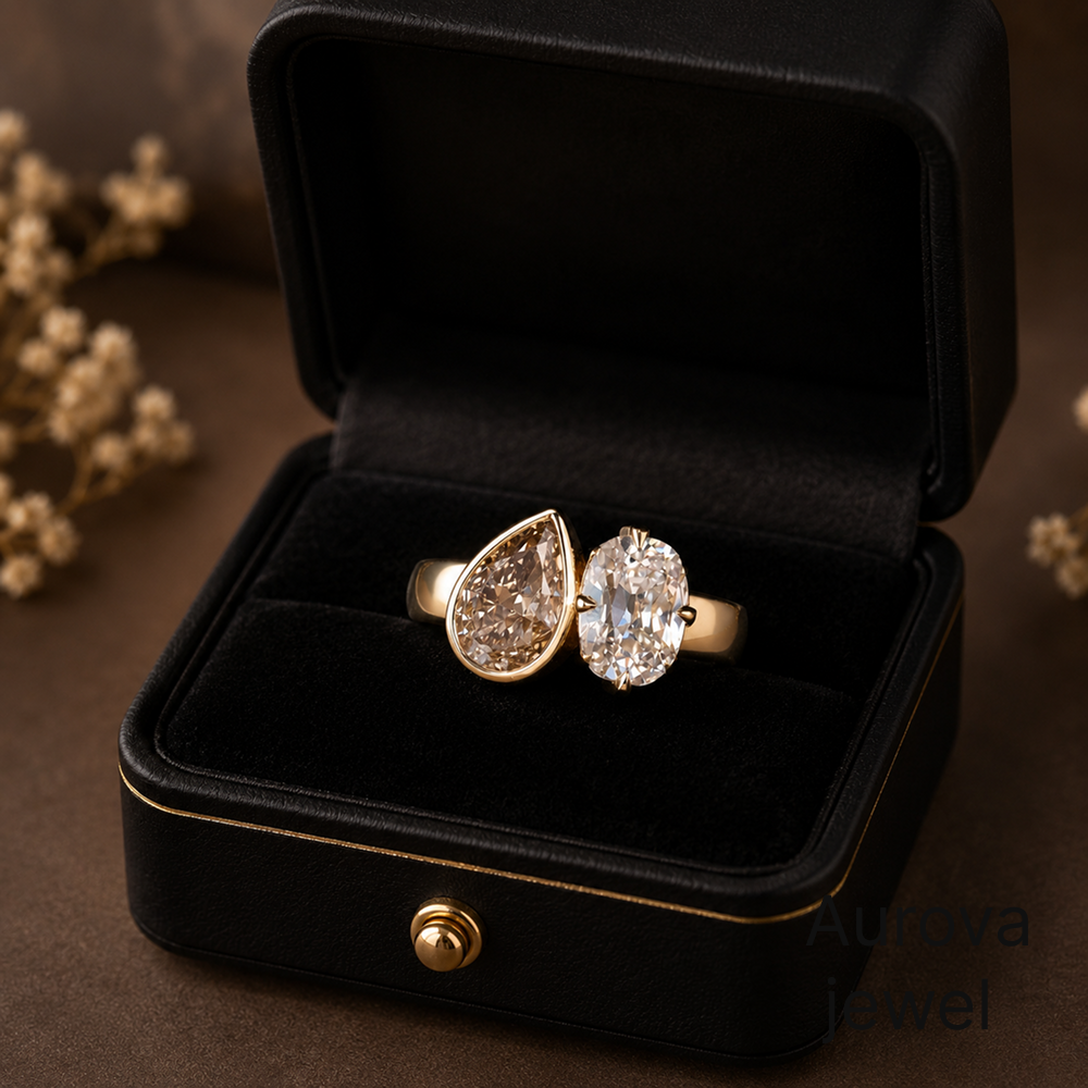 Pear & Oval Toi et Moi Diamond Ring | Two Stone Yellow Gold Ring