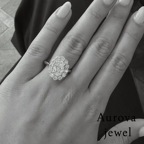 Luxury Oval Cut Halo Diamond Engagement Ring in 14K Rose Gold – Vintage Inspired Double Halo Bridal Ring for Women Secondary image