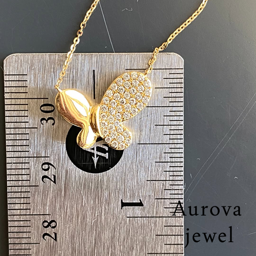 Diamond Butterfly Pendant Necklace in 14K Yellow Gold | Lab-Grown Diamond Necklace