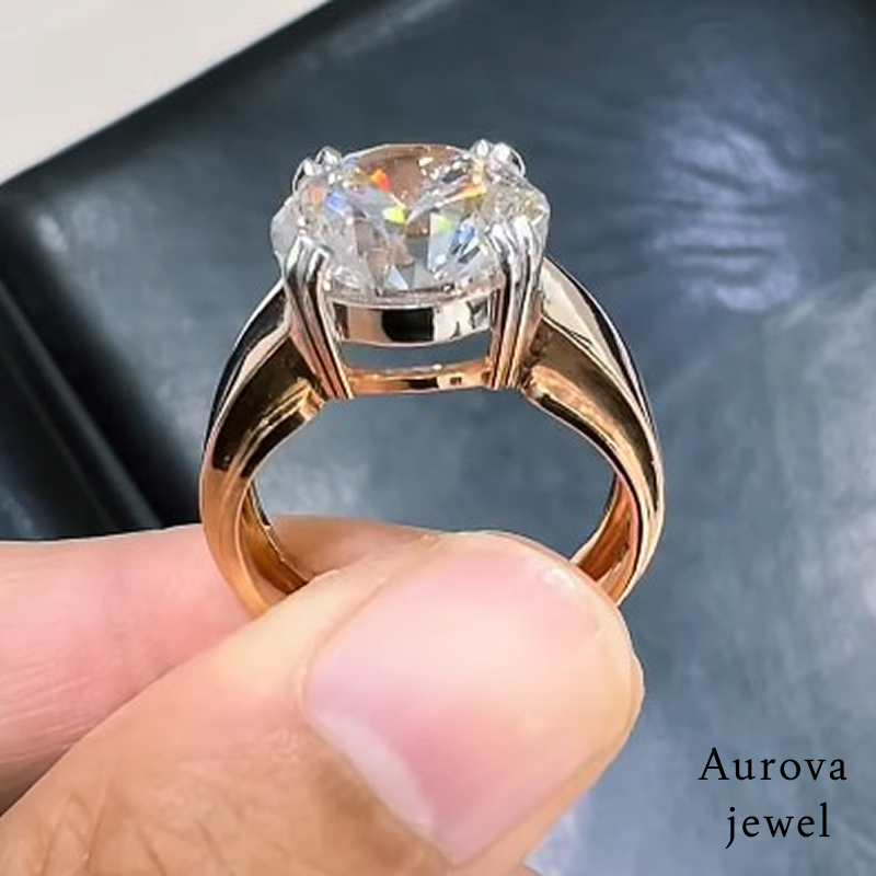Round Solitaire Diamond Signet Ring in 14K Yellow Gold | Lab-Grown Diamond Ring