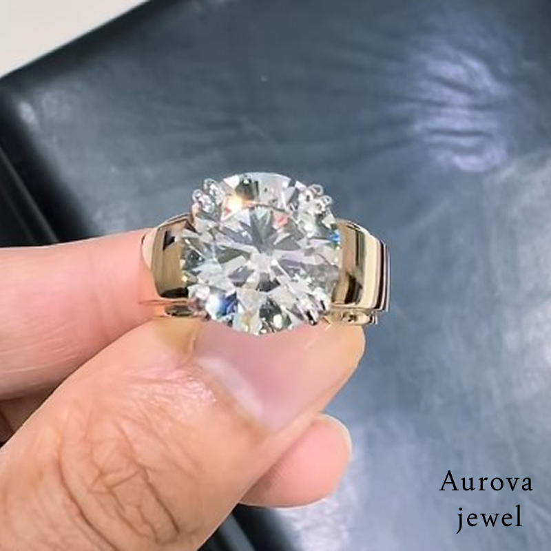 Round Solitaire Diamond Signet Ring in 14K Yellow Gold | Lab-Grown Diamond Ring Secondary image