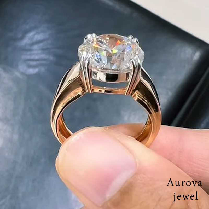 Round Solitaire Diamond Signet Ring in 14K Yellow Gold | Lab-Grown Diamond Ring