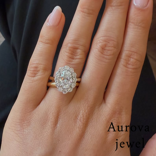 Luxury Oval Cut Halo Diamond Engagement Ring in 14K Rose Gold – Vintage Inspired Double Halo Bridal Ring for Women