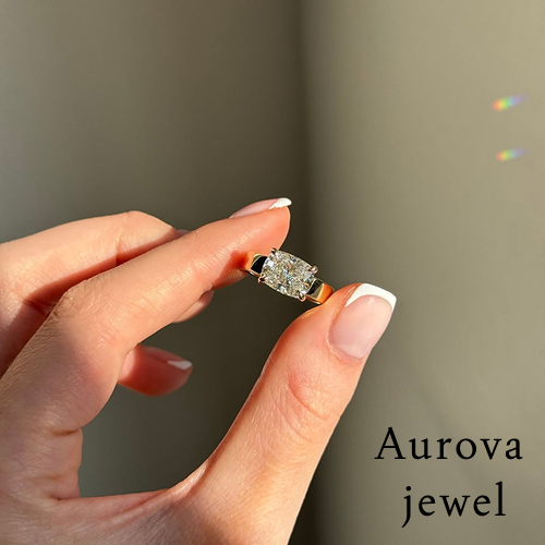 Cushion Cut Solitaire Diamond Ring in 14K Yellow Gold