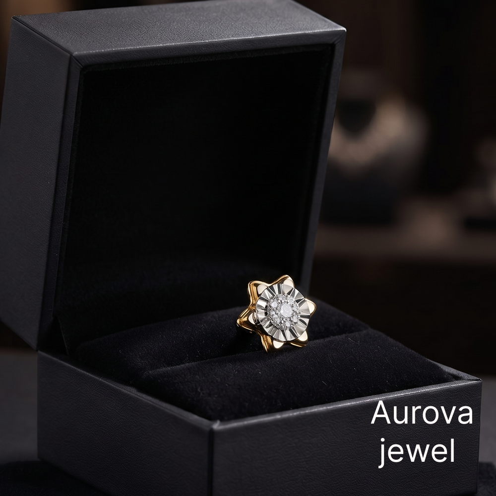 Diamond Star Stud Earrings | Two-Tone Gold Floral Earrings Main image