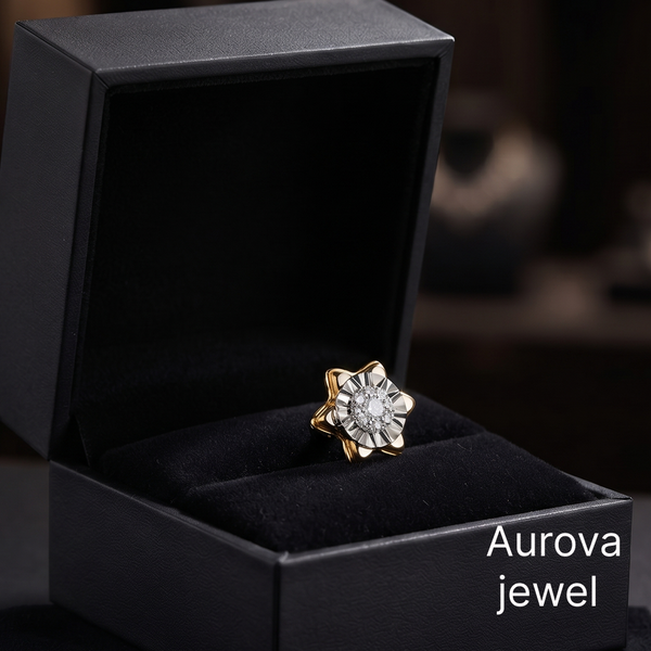 Diamond Star Stud Earrings | Two-Tone Gold Floral Earrings