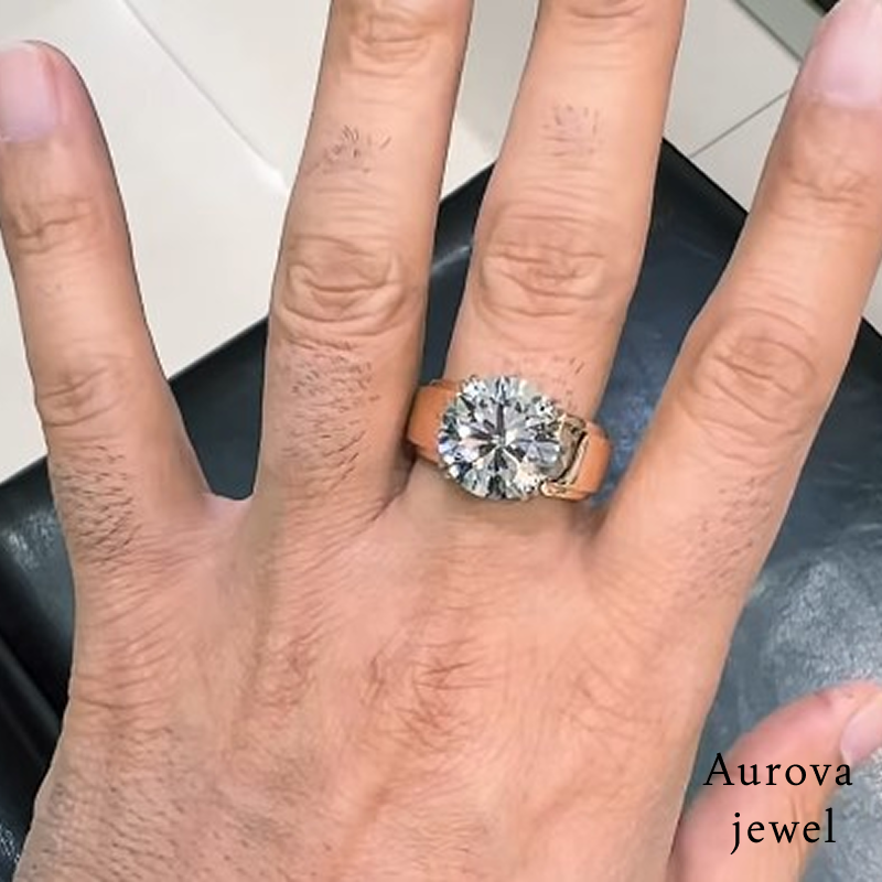 Round Solitaire Diamond Signet Ring in 14K Yellow Gold | Lab-Grown Diamond Ring