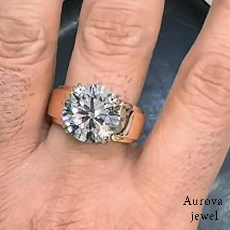 Round Solitaire Diamond Signet Ring in 14K Yellow Gold | Lab-Grown Diamond Ring