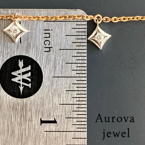 Floating Diamond Station Necklace | Princess Cut Diamond Necklace | 14K Gold Minimalist Necklace