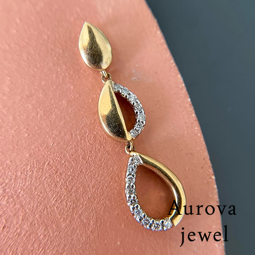 Pear Diamond Drop Pendant Necklace | Diamond Teardrop Necklace | 14K Gold Pendant
