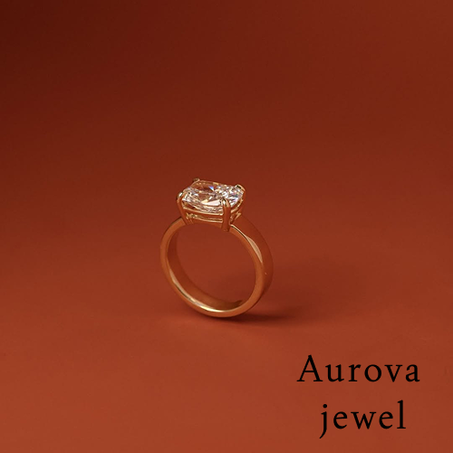 Cushion Cut Solitaire Diamond Ring in 14K Yellow Gold