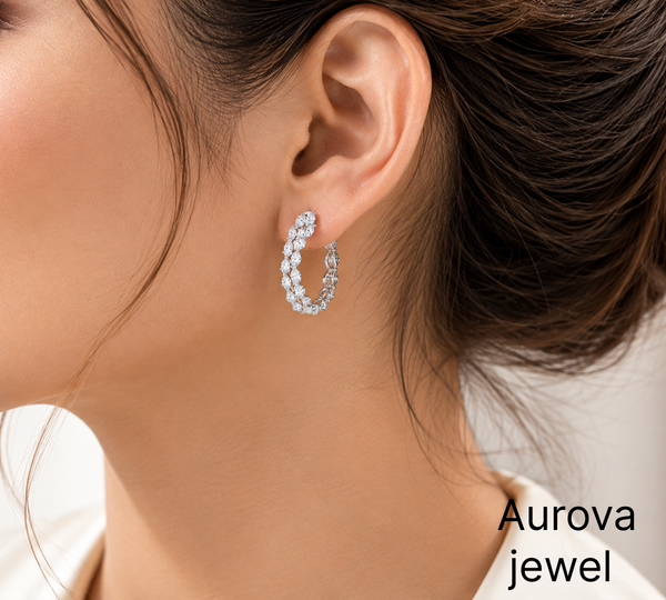 Diamond Circle Hoop Earrings | Elegant Floral Diamond Drop Earrings