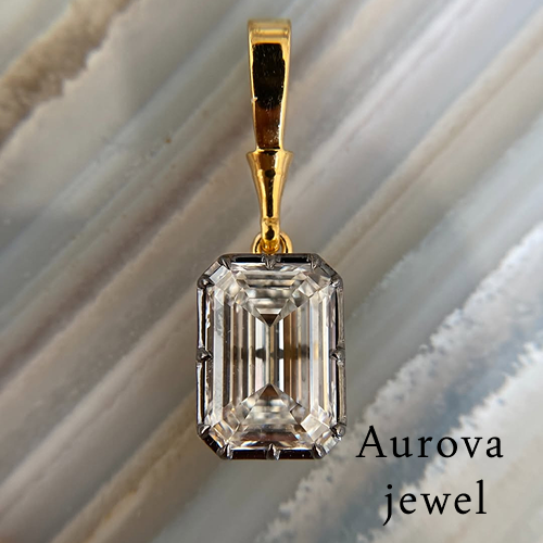 Emerald Cut Diamond Pendant Necklace in 14K Yellow Gold | Lab-Grown Diamond Necklace