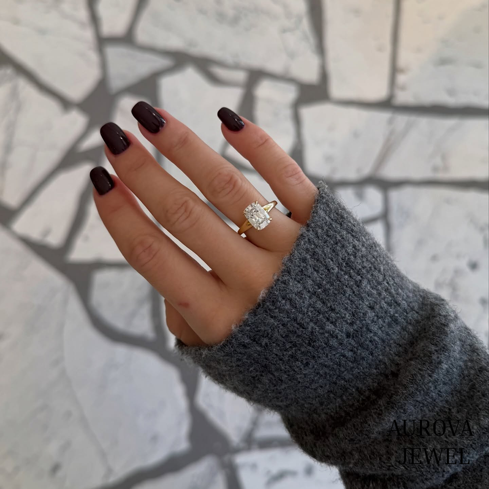 Radiant Cut Solitaire Engagement Ring, 14K Yellow Gold Split Shank Ring, Minimalist Bridal Jewelry, Anniversary Gift for Her