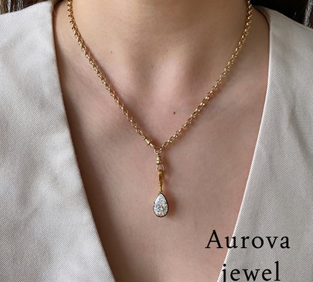 Pear Cut Diamond Drop Pendant Necklace in 14K Yellow Gold | Lab-Grown Diamond Necklace Main image