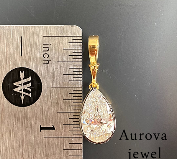 Pear Cut Diamond Drop Pendant Necklace in 14K Yellow Gold | Lab-Grown Diamond Necklace