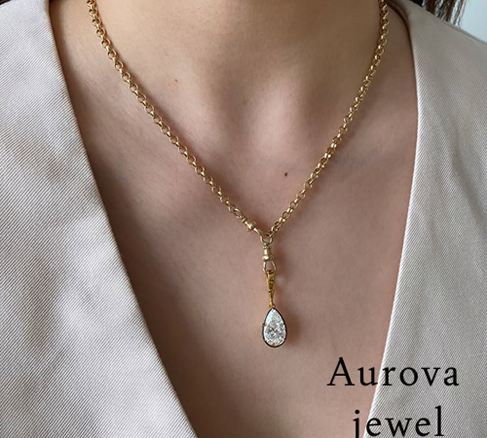 Pear Cut Diamond Drop Pendant Necklace in 14K Yellow Gold | Lab-Grown Diamond Necklace Secondary image