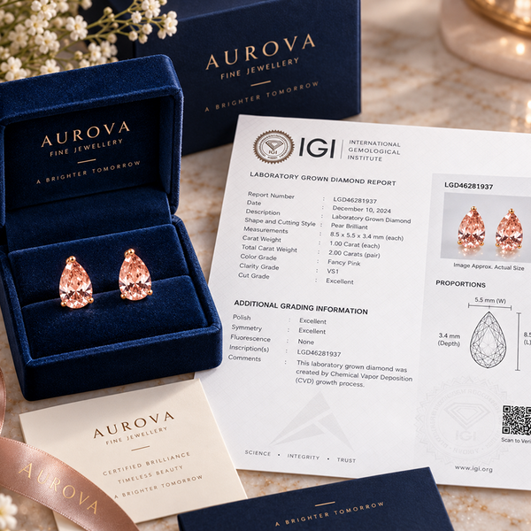 Pear Cut Pink Diamond Stud Earrings, Rose Gold Minimalist Bridal Jewelry, Anniversary Gift for Her