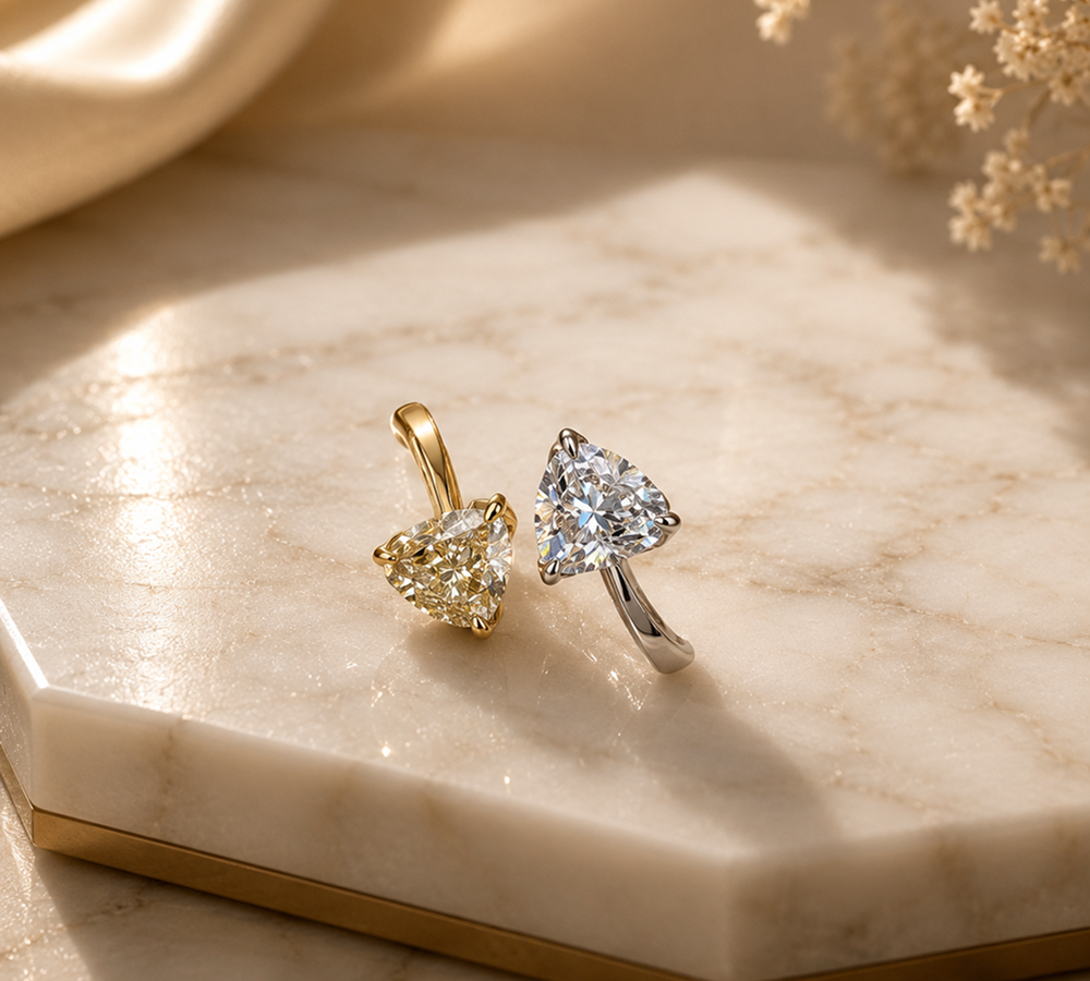 Toi et Moi Heart Diamond Open Ring | Two Stone Gold Engagement Ring Main image