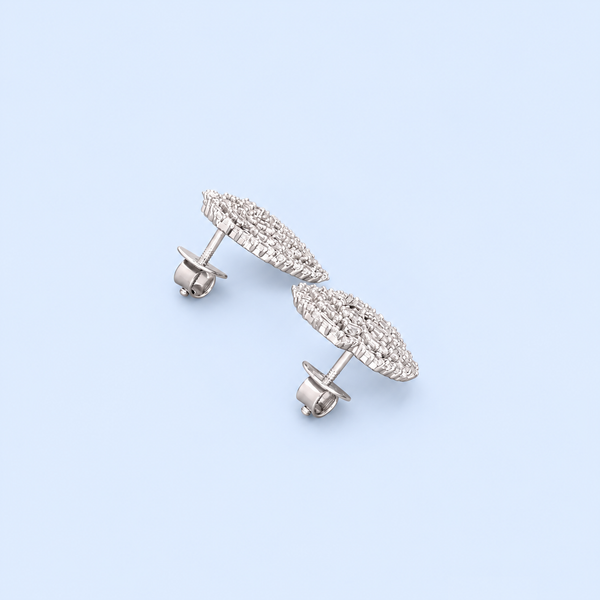 Elegant Baguette Cut Diamond-Style Stud Earrings for Women | Luxury Heart-Shaped Knot Design with Sparkling Baguette and Round Cut Stones