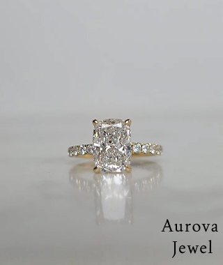 Cushion Cut Engagement Ring 3 CT – Gold Pave Band Ring