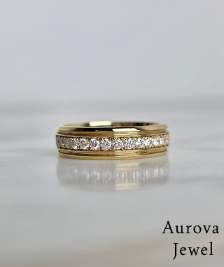 Double Row Diamond Style Band – Bold Gold Eternity Ring