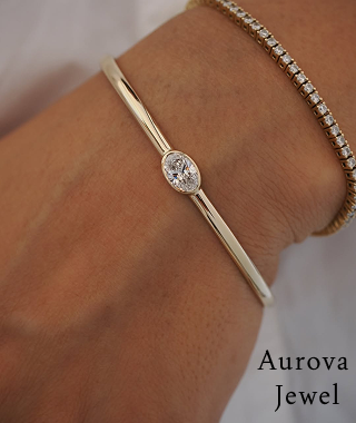 Oval Diamond Bangle Bracelet in Gold | Minimalist Fine Jewelry for Women