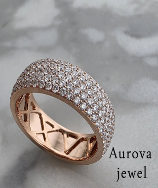 Designer Lab-Grown Diamond Ring – Pavé Set Rose Gold Band