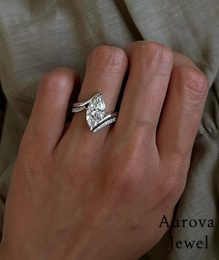 Pear Split Shank Engagement Ring 2 CT – Gold Pave Designer Ring