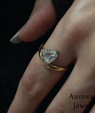 Heart Diamond Ring, Gold Solitaire Ring, Dainty Engagement Ring, Promise Ring for Her