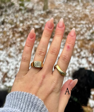 Cushion Cut Signet Ring 4 CT – Bezel Set Gold Statement Ring