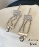 Diamond Chain Drop Geometric White Gold Earrings