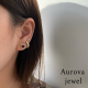 Heart Garnet Halo Stud Earrings in Yellow Gold