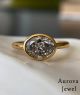Luxury Oval Salt and Pepper Diamond Bezel Ring in 14K Yellow Gold – Vintage Inspired Solitaire Engagement Ring for Women