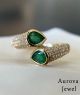 Luxury Pear Cut Emerald Open Ring with Pavé Diamond Band in 14K Yellow Gold – Contemporary Statement Fine Jewelry for Women