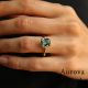 Luxury Cushion Cut Green Sapphire Engagement Ring with Diamond Accent Side Stones in 14K Yellow Gold – Vintage Inspired Solitaire Ring for Women