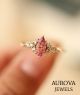 Luxury Marquise Cut Pink Diamond Engagement Ring with Cluster Side Diamonds in 14K Rose Gold – Nature Inspired Statement Ring for Women