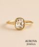 Luxury Rose Cut Cushion Diamond Bezel Ring in 14K Yellow Gold – Vintage Inspired Solitaire Engagement Ring for Women