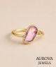 Luxury Rose Cut Pink Sapphire Bezel Ring in 14K Yellow Gold – Vintage Inspired Solitaire Engagement Ring for Women