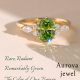Luxury Oval Cut Green Diamond Three Stone Engagement Ring in 14K Yellow Gold – Vintage Inspired Floral Diamond Ring for Women