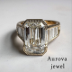 Luxury Emerald Cut Diamond Engagement Ring with Baguette Diamond Band in 14K Yellow Gold – Vintage Art Deco Bridal Ring for Women