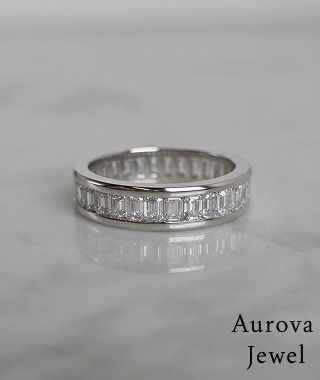 Luxury Emerald Cut Baguette Diamond Eternity Band in 14K White Gold – Elegant Full Eternity Wedding Ring for Women