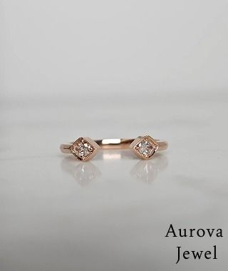 Luxury Princess Cut Diamond Open Ring in 14K Rose Gold &ndash; Modern Minimalist Geometric Statement Ring for Women