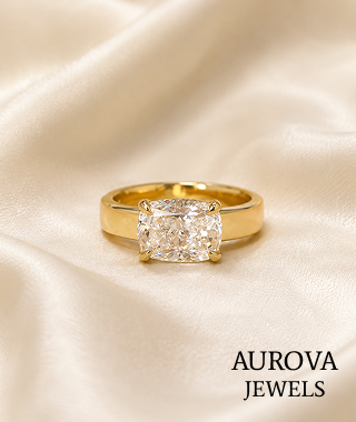 Cushion Cut Solitaire Diamond Ring in 14K Yellow Gold