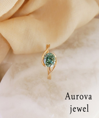 Luxury Round Cut Green Diamond Solitaire Engagement Ring in 14K Yellow Gold – Elegant Twisted Band Promise Ring for Women